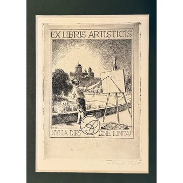 Bajor Ágost saját Ex Libris-e 1936-ból paszpartuban