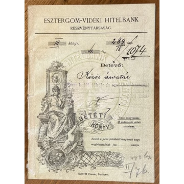 Esztergom-Vidéki Hitelbank Betétkönyv 1900-as évek eleje