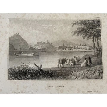 Buda és Pest látképe metszet 1819? foltos