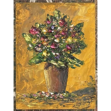 Sebestyén András Csendélet akril festmény 15x20cm