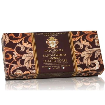3x125g Pathouli Sandalwood luxus szappan díszdobozban - SA Fiorentino