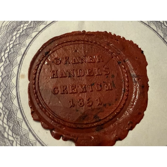 Esztergomban kiadott német nyelvű kereskedői bizonyítvány 1858-ból