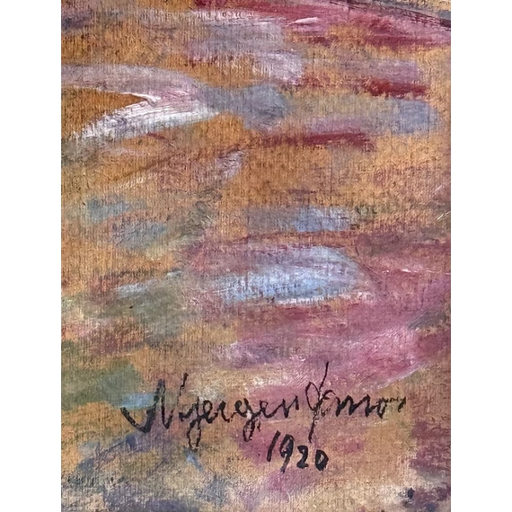 Nyergesi János (1895-1982): Falusi utcarészlet pasztell
