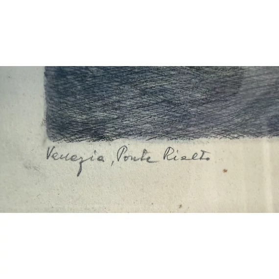 Bajor Ágost Velence Rialto híd színezett rézkarc