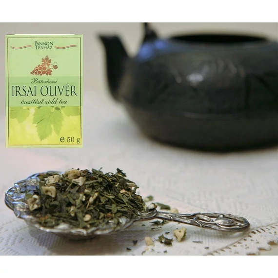Irsai Olivér ízesítésű zöld tea 50g papír dobozban Pannon Teaház