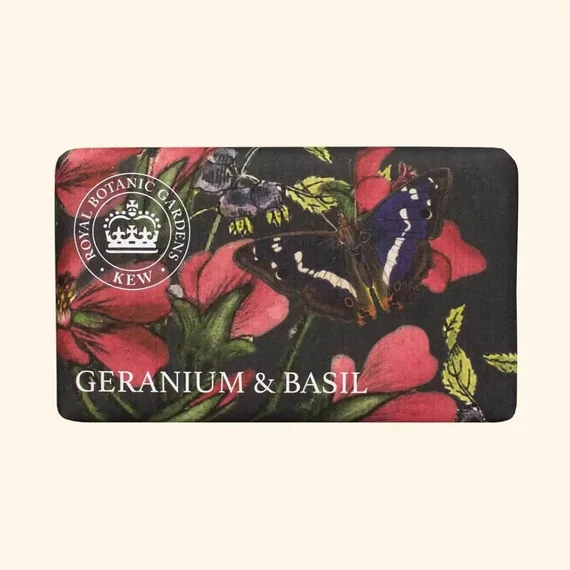 Kew Gardens geránium bazsalikom illatú szappan The English Soap Company